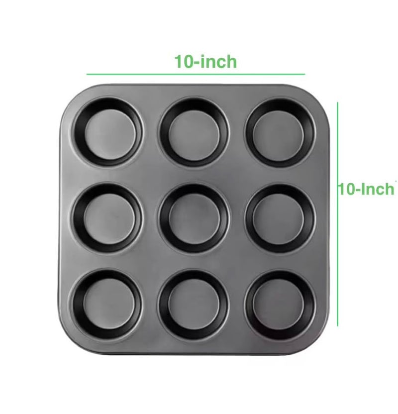 SHOAIB 9-Cup Slots Muffin and Cupcakes Mould Carbon Steel Baking Tray 9-Cavity Brownies and Cupcakes Baking Tray - Image 5