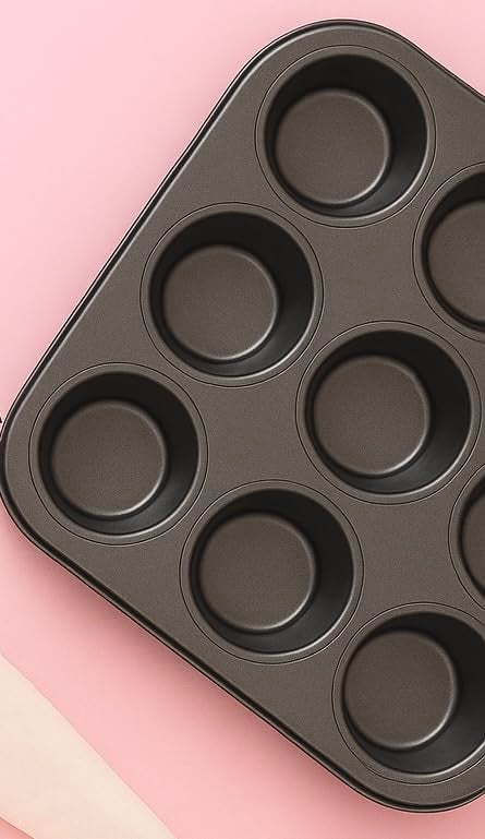 SHOAIB 9-Cup Slots Muffin and Cupcakes Mould Carbon Steel Baking Tray 9-Cavity Brownies and Cupcakes Baking Tray - Image 2