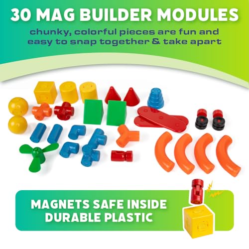 POPULAR PLAYTHINGS 18302 Mag Builder Magnetic Building Toy for Kids with 30 Colorful Pieces - Image 3
