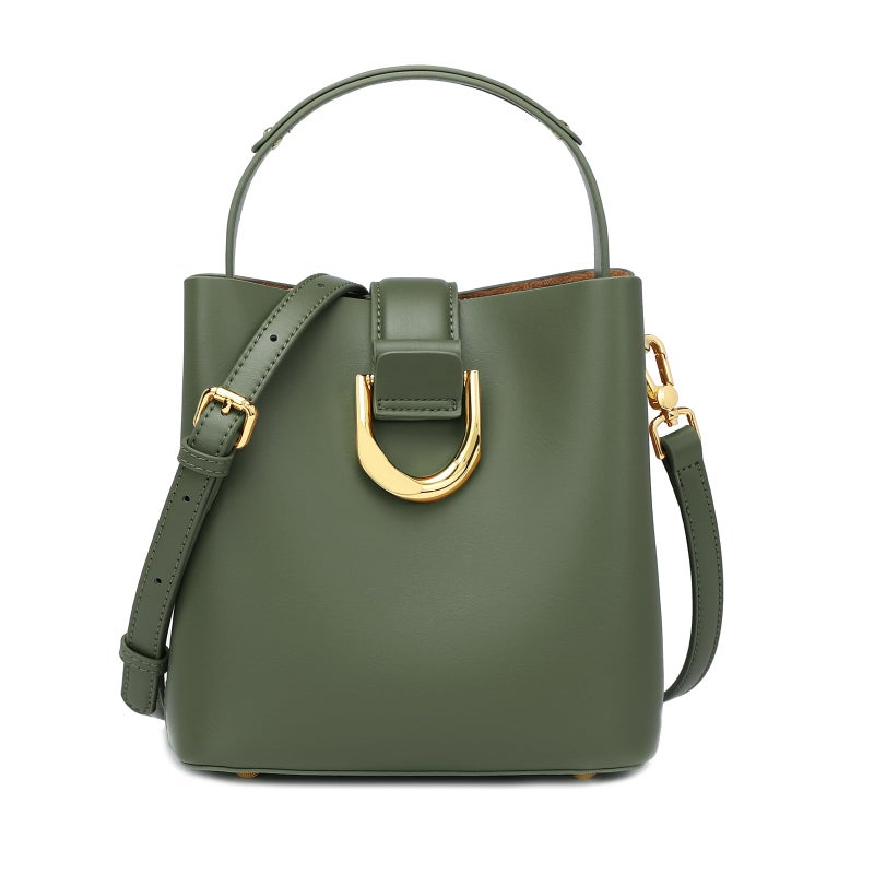 MoreFarther Leather Crossbody Bucket Bag Shoulder Bags for Women Purses Handbags Adjustable Strap Designer Bags ï»¿ (Green) - Image 1