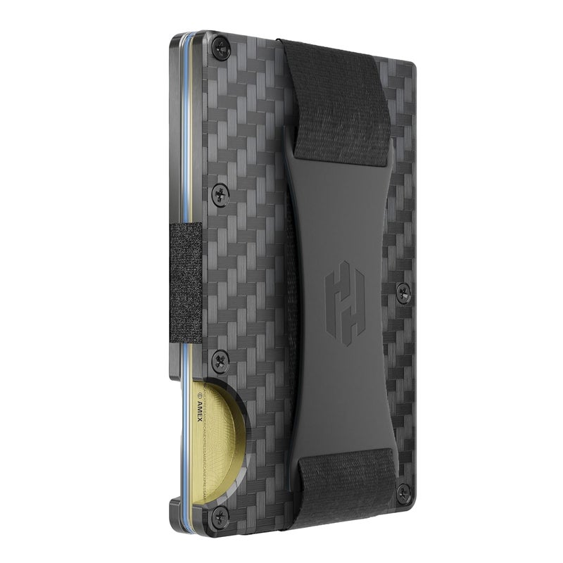 Hayvenhurst Wallet For Men - Reinvented Design Men's Wallet - Slim, Minimalistic & Seamless, Blocks RFID Scanners with a Cash Strap (Carbon Fiber) - Image 1