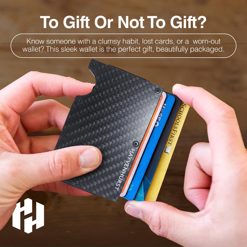 Hayvenhurst Wallet For Men - Reinvented Design Men's Wallet - Slim, Minimalistic & Seamless, Blocks RFID Scanners with a Cash Strap (Carbon Fiber) - Image 5