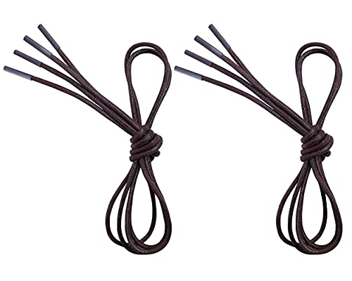 VSUDO Waxed Round 39" Brown Dress Shoe Laces for Men, 1/8" Thin Formal Business Oxford Shoe Strings, Dress Shoelaces for Men (2 Pairs-Brown-100CM) - Image 1