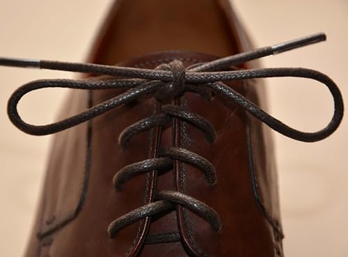 VSUDO Waxed Round 39" Brown Dress Shoe Laces for Men, 1/8" Thin Formal Business Oxford Shoe Strings, Dress Shoelaces for Men (2 Pairs-Brown-100CM) - Image 3
