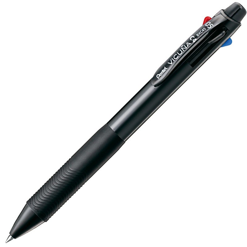 Pentel Ballpoint Pen Vicuna, Extra Fine, Black, Red, Blue, Green, Black (BXC45A) - Image 1