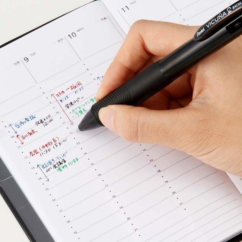 Pentel Ballpoint Pen Vicuna, Extra Fine, Black, Red, Blue, Green, Black (BXC45A) - Image 5