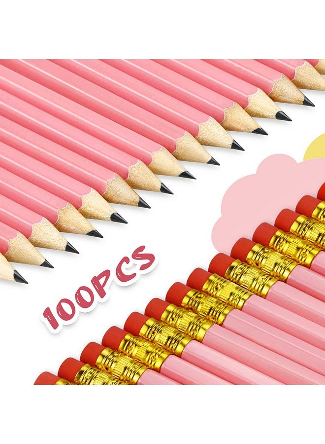 Bercoor 100 Pack Half Pencils With Eraser, Pre-Sharpened Golf Pencils 4 Inch Mini Pencils 2 Hb Hexagon Small Pencils Short Pencils For Wedding, Baby Shower, Golf, School, Office (Pink)  - Image 3