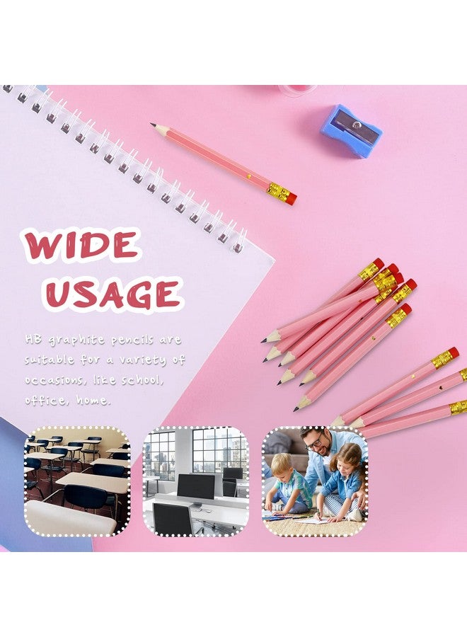 Bercoor 100 Pack Half Pencils With Eraser, Pre-Sharpened Golf Pencils 4 Inch Mini Pencils 2 Hb Hexagon Small Pencils Short Pencils For Wedding, Baby Shower, Golf, School, Office (Pink)  - Image 5