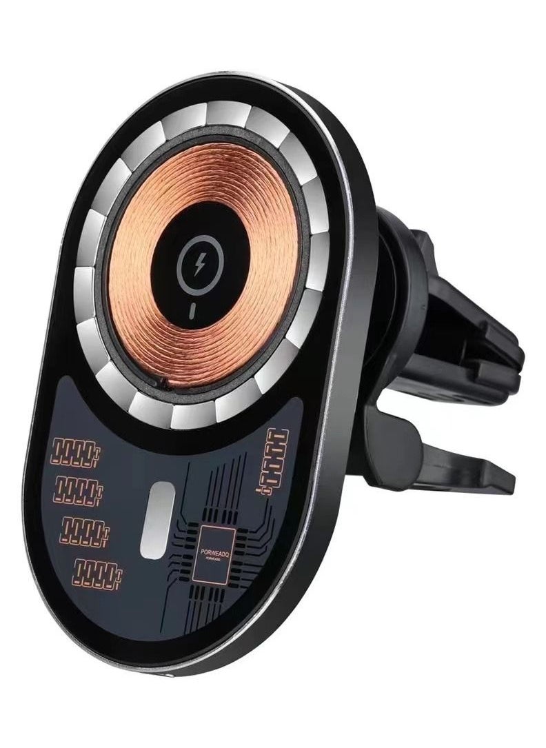 Generic - Magnetic Type car Wireless Charging Large Output 15W Is Suitable For iPhone/Samsung/Huawei/Xiaomi,Installed In The Air Conditioning Port For Fast Wireless Charging Station - Image 1