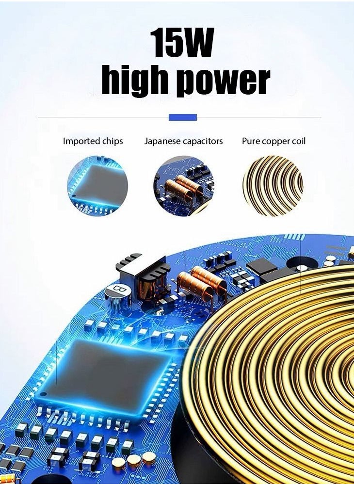 Generic - Magnetic Type car Wireless Charging Large Output 15W Is Suitable For iPhone/Samsung/Huawei/Xiaomi,Installed In The Air Conditioning Port For Fast Wireless Charging Station - Image 1