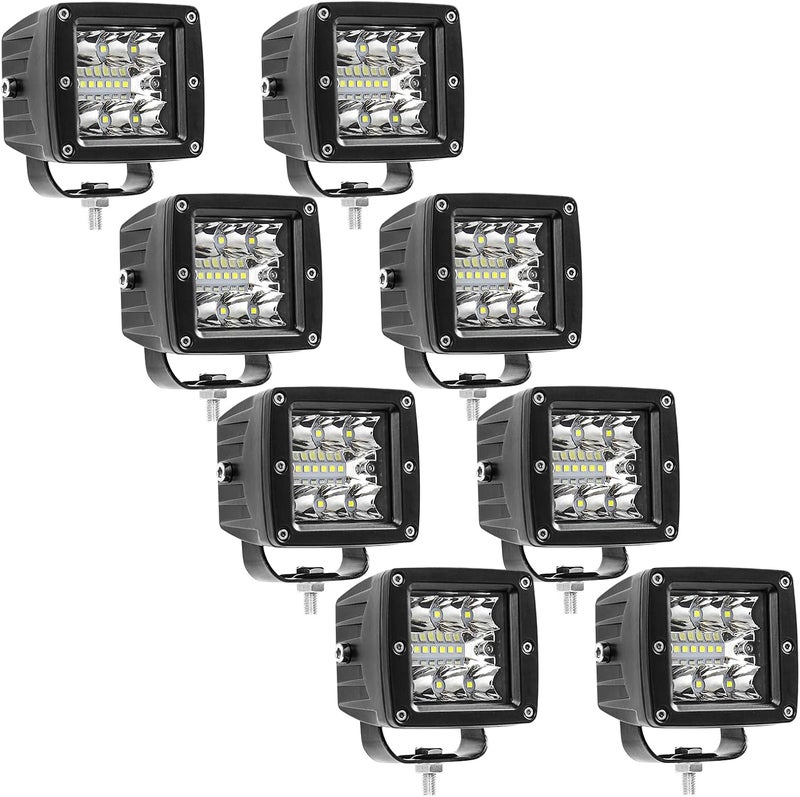 AAIWA LED Light Pods 8PCS, 3 Inch LED Cube Light Bar 36W Spot Flood Combo Off Road Lights - Image 1