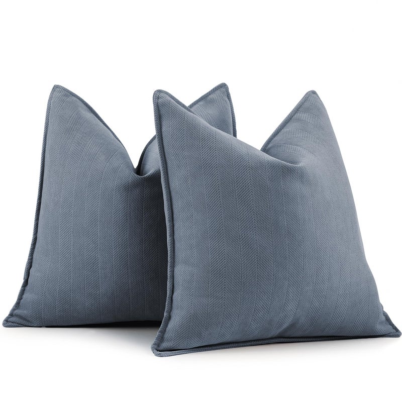 ZWJD Dusty Blue Pillow Covers 24x24 Inch Set of 2 Chenille Throw Pillow Covers with Elegant Design Soft and Luxurious Decorative Throw Pillows for Couch Bed and Home DecorDusty Blue