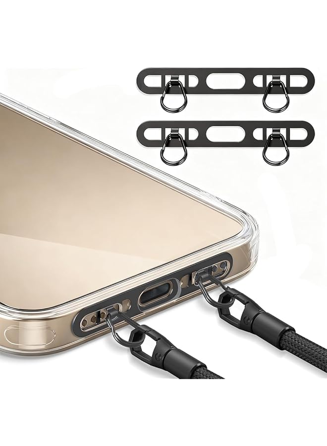 Green Tiger 2Pcs Metal Phone Tether Tab with Two Hook, 0.4mm Ultra Thin Stainless Steel Cellphone Metal Patch, Universal Lanyard Tether Tab for Cell Phone, Can Prevent Falling and Loss - Image 1