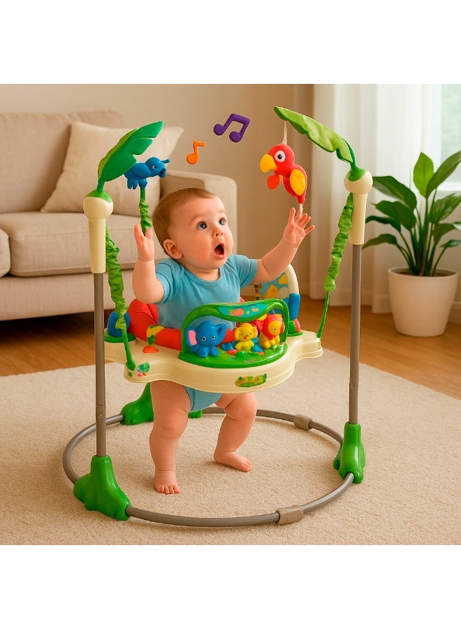 Tiibaby Rainforest Baby Jumper – 360° Spinning Seat with Music, Lights & Interactive Toys - Image 2