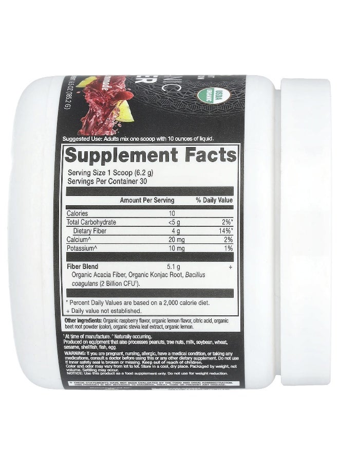 Ancient Nutrition - Ancient Nutrition, Organic Fiber, Raspberry Lemonade, 6.5 oz (185.2 g) - Image 1