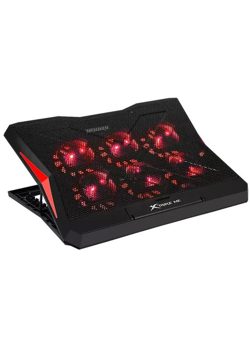 XTRIKE ME - FN811 Gaming Laptop Cooling Pad Stand With 6 Red Led Fans 2 USB Ports - Support UP 17 inch - Image 1