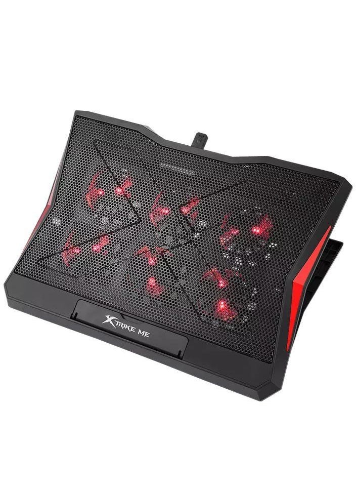 XTRIKE ME - FN811 Gaming Laptop Cooling Pad Stand With 6 Red Led Fans 2 USB Ports - Support UP 17 inch - Image 1