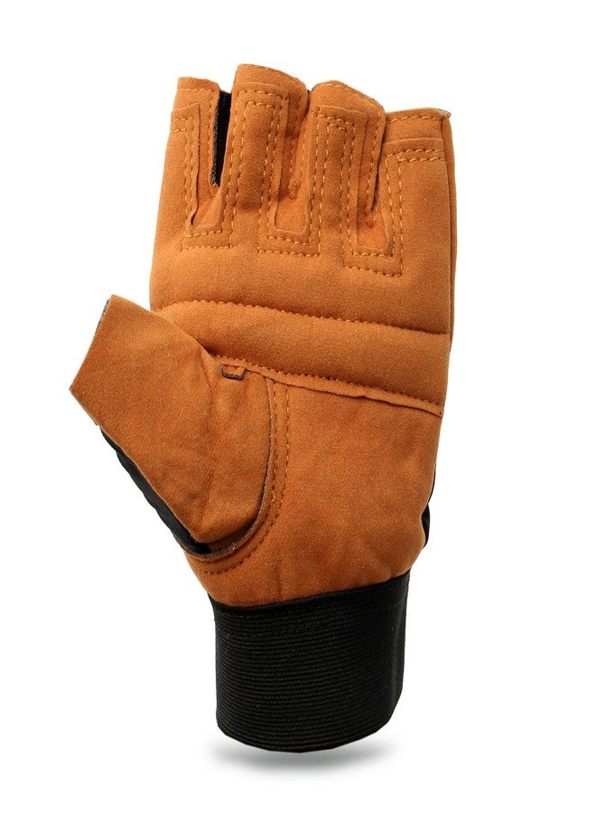 RAKSO C-Gold Gym Leather Gloves with Wrist Wraps Support for Workout, Cross Fit, Exercise_and_Fitness & Cross Training, Outside Activities, Best for Men & Women Black Color - Image 4