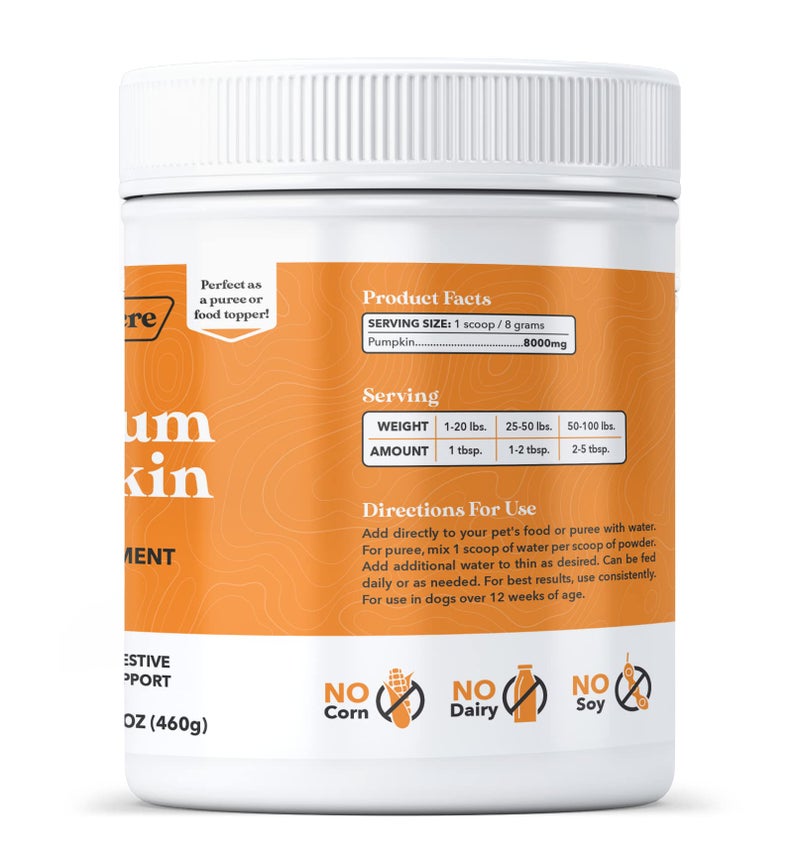 Wild Acre Pumpkin Powder for Dogs - No More Diarrhea or Scoots! - Digestive Puree Treat or Food Topper - Fiber Supplement for Dogs with Prebiotics, 16oz - Image 2