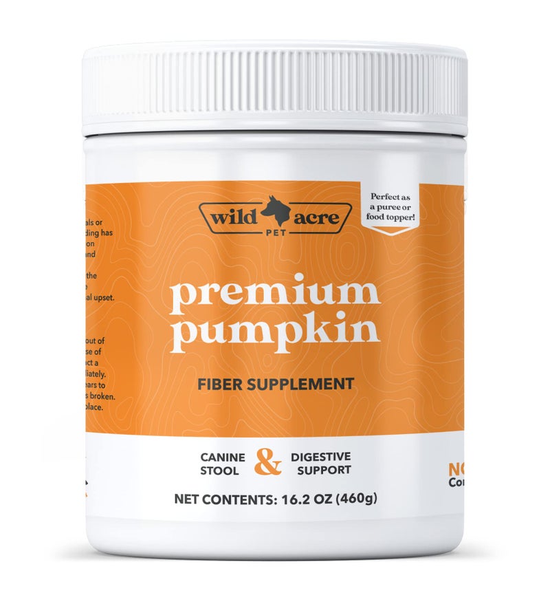 Wild Acre Pumpkin Powder for Dogs - No More Diarrhea or Scoots! - Digestive Puree Treat or Food Topper - Fiber Supplement for Dogs with Prebiotics, 16oz - Image 1