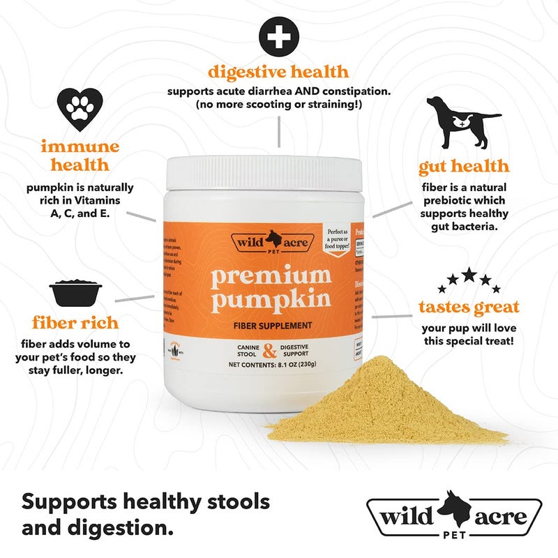 Wild Acre Pumpkin Powder for Dogs - No More Diarrhea or Scoots! - Digestive Puree Treat or Food Topper - Fiber Supplement for Dogs with Prebiotics, 16oz - Image 4