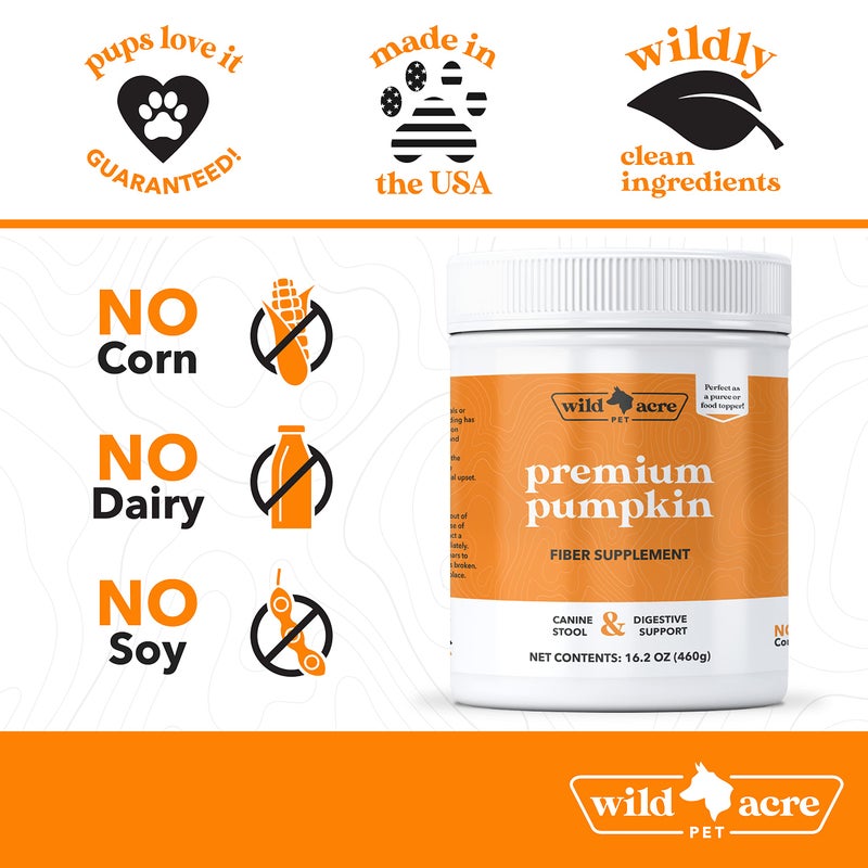 Wild Acre Pumpkin Powder for Dogs - No More Diarrhea or Scoots! - Digestive Puree Treat or Food Topper - Fiber Supplement for Dogs with Prebiotics, 16oz - Image 5