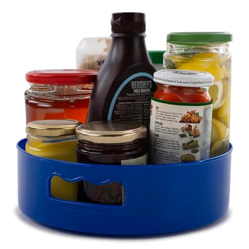 HomeWiz Multi-Purpose 360° Rotating Organizer Tray | Space-Saving Kitchen & Pantry Storage | Multi Purpose Organization Rotating Tray | Easy-Access Turntable for Spices, Storage & More | Light Blue - Image 1