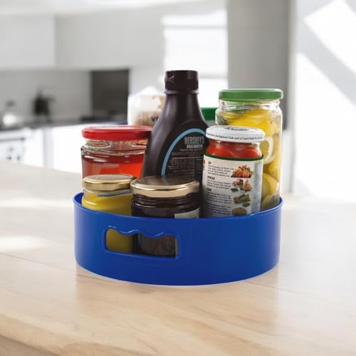 HomeWiz Multi-Purpose 360° Rotating Organizer Tray | Space-Saving Kitchen & Pantry Storage | Multi Purpose Organization Rotating Tray | Easy-Access Turntable for Spices, Storage & More | Light Blue - Image 4