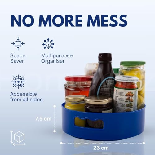 HomeWiz Multi-Purpose 360° Rotating Organizer Tray | Space-Saving Kitchen & Pantry Storage | Multi Purpose Organization Rotating Tray | Easy-Access Turntable for Spices, Storage & More | Light Blue - Image 2
