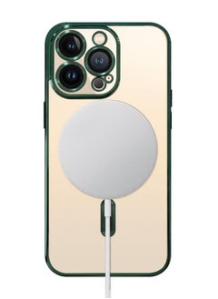 CATANES iPhone 13 Pro Max Clear Case with MagSafe Wireless Charging Compatible Back Cover with Electroplating Shockproof Frame Green  - Image 2