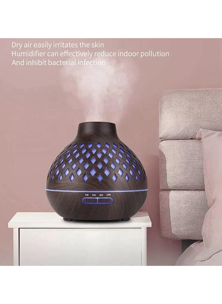 ماركة غير محددة - دوما موزع زيوت عطرية 550 مل، مرطب عطري بالموجات فوق الصوتية مع 7 الوان LED، جهاز تحكم عن بعد، وظيفة ايقاف التشغيل التلقائي عند نفاذ المياه - Image 1