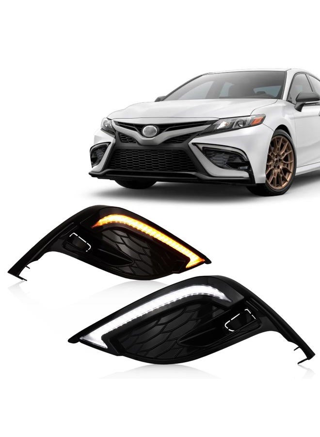 GEEGEETOP Switchback White/Amber LED Front fog light Daytime Running Lamp Amber Sequential Turn Signal light Feature Compatible with Toyota Camry 2022-24 XSE Replacement Bumper Kit - Image 1