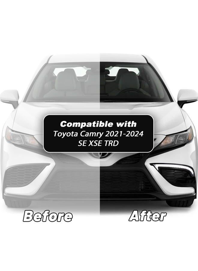 GEEGEETOP Switchback White/Amber LED Front fog light Daytime Running Lamp Amber Sequential Turn Signal light Feature Compatible with Toyota Camry 2022-24 XSE Replacement Bumper Kit - Image 3