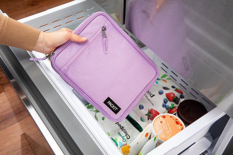 PackIt Freezable Classic Lunch Box  Lavender  Built with ECOFREEZE Technology  Fully Freezable  Collapsible  Reusable  With Zip Front Pocket and Buckle Handle  Designed for Fresh Lunch On the Go - Image 3
