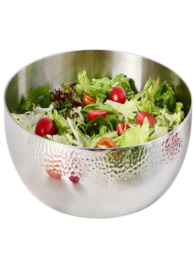 Brightalk 150oz Stainless Steel Hammered Salad Bowl, Large Fruit Popcorn Serving Bowl - Image 1