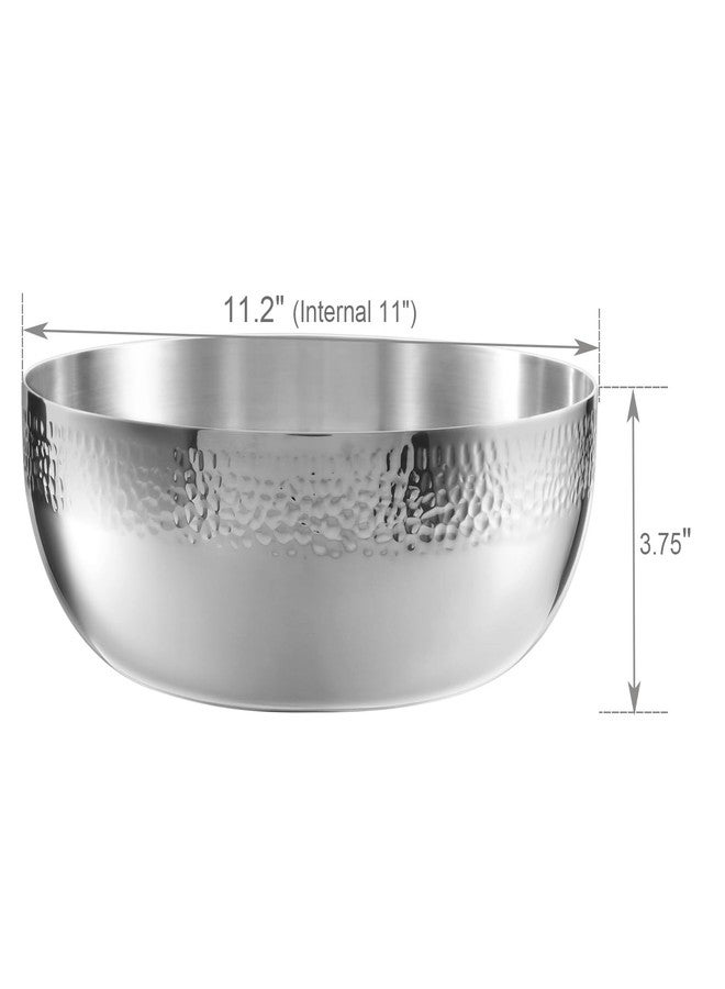 Brightalk 150oz Stainless Steel Hammered Salad Bowl, Large Fruit Popcorn Serving Bowl - Image 2