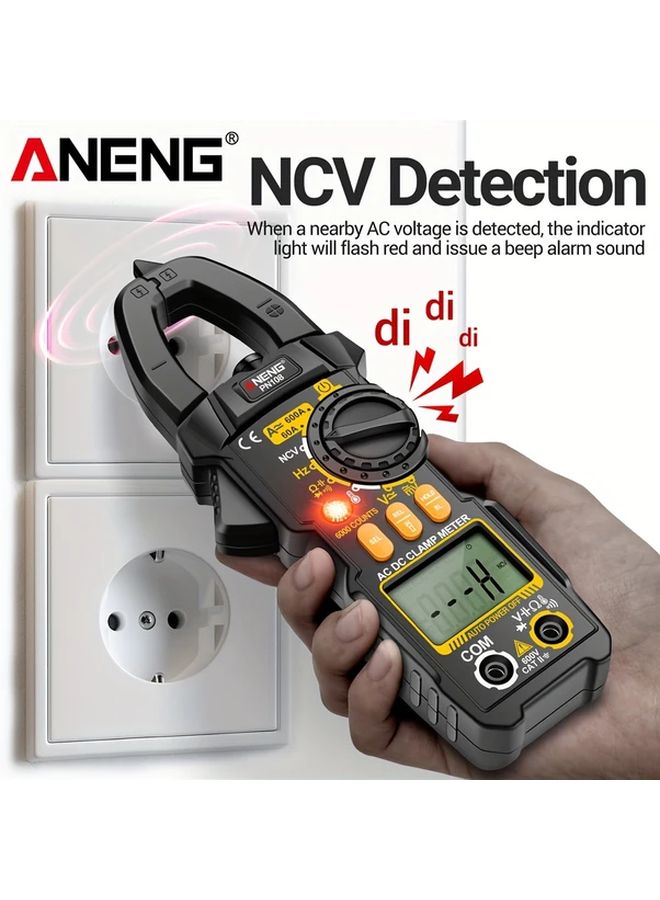 Digital Clamp Meter 6000 Counts AC DC Voltage 600A Current Multimeter Resistance Capacitance High Precision Tester PN108 Black - Image 4