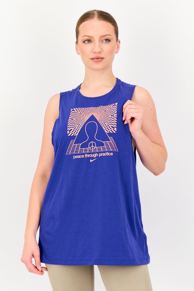 Nike Women Dri Fit Sleeveless Training Tank Top, Purple - Image 1