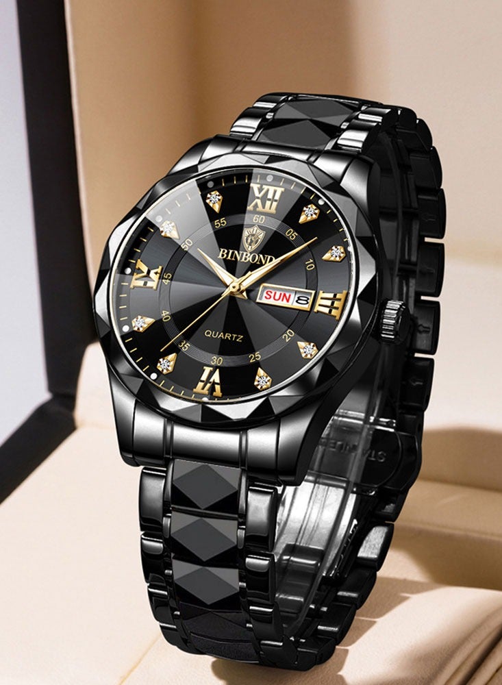 بينبوند ساعات رجالية كوارتز ساعة أفضل ماركة فاخرة موضة مقاومة للماء أسبوع تاريخ ساعة رياضية رجالية ساعة يد رجالية من الفولاذ المقاوم للصدأ - Image 1