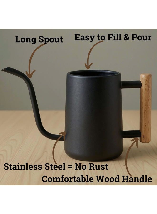 HB Design Co. Indoor Watering Can with Long Spout - 35oz Black Watering Can for Indoor Plants - Cute Watering Can Indoor - Small Watering Can for Indoor Plants - Indoor Plant Watering Can - Houseplant Watering Can - Image 2