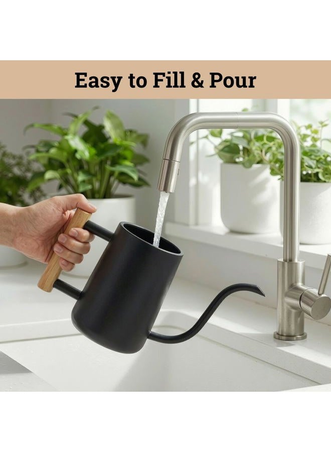HB Design Co. Indoor Watering Can with Long Spout - 35oz Black Watering Can for Indoor Plants - Cute Watering Can Indoor - Small Watering Can for Indoor Plants - Indoor Plant Watering Can - Houseplant Watering Can - Image 4