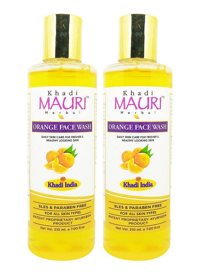 Khadi Mauri Herbal - Khadi Mauri Orange Face Wash Pack Of 2 Face Wash (420 Ml) - Image 1
