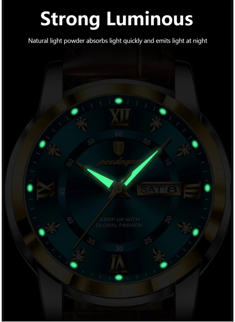 پوداجار ساعة الرجل ، مقاومة للماء مضيئة الرجال ساعة الكوارتز ، الرجال ساعات المعصم 41mm - Image 2