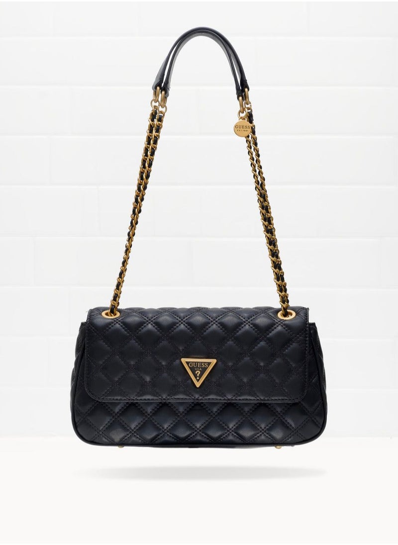GUESS - GUESS Black Quilted Chain Shoulder Bag For Women - Image 1