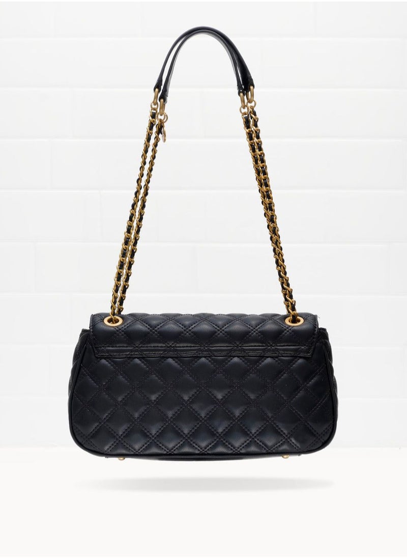 GUESS - GUESS Black Quilted Chain Shoulder Bag For Women - Image 1