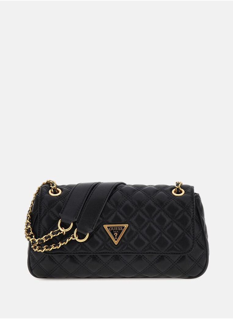 GUESS - GUESS Black Quilted Chain Shoulder Bag For Women - Image 1