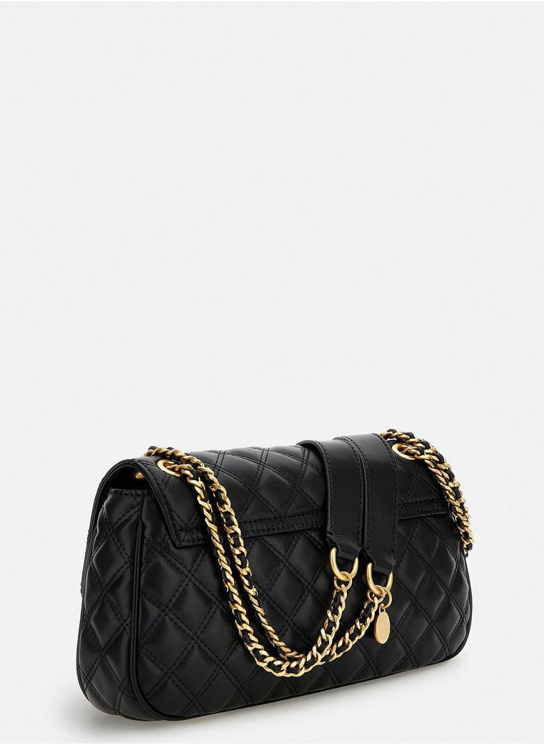 GUESS - GUESS Black Quilted Chain Shoulder Bag For Women - Image 1