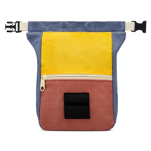 Oso Supply Co - Kulshan Bouldering Bucket, Large Size Chalk Bag for Rock Climbing, Chalk Pot with Magnetic Roll Down Closure, Brush Loop, Zippered Pockets for Climbers (Canyon Red & Gold) - Image 2