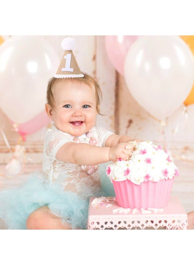 Winner 1st Birthday Hat Boy, One Birthday Hat Khaki Handmade Linen Cone First Birthdays Party Hat For Girls Boys Photo Prop Birthdays Party Decoration - Image 3