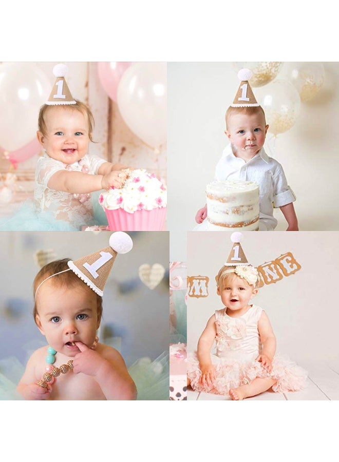 Winner 1st Birthday Hat Boy, One Birthday Hat Khaki Handmade Linen Cone First Birthdays Party Hat For Girls Boys Photo Prop Birthdays Party Decoration - Image 5